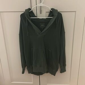 Women's Green V-Neck Hoodie